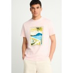 Funky Buddha Ανδρικό Κοντομάνικο T-Shirt Ροζ, Διάφορα Χρώματα