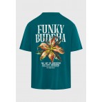 Funky Buddha Ανδρικό Κοντομάνικο T-Shirt Πετρόλ
