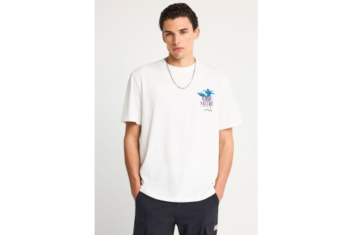Funky Buddha Print On The Back T-Shirt Ανδρικό (FBM013-078-04-OFF-WHITE)