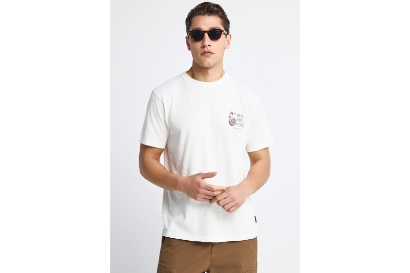 Funky Buddha Ανδρικό Κοντομάνικο T-Shirt Λευκό