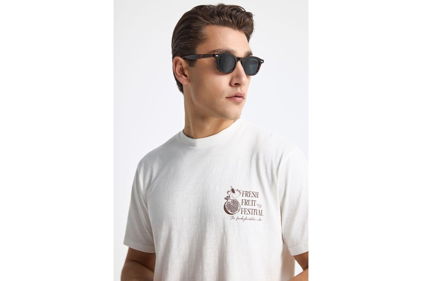 Funky Buddha Ανδρικό Κοντομάνικο T-Shirt Λευκό
