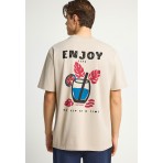Funky Buddha Ανδρικό Κοντομάνικο T-Shirt Μπεζ