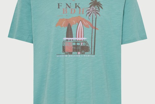 Funky Buddha Ανδρική Μπλούζα Κοντό Μανίκι Και Τύπωμα (FBM013-091-04-GREEN-LAKE)