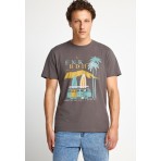 Funky Buddha Ανδρικό Κοντομάνικο T-Shirt Καφέ