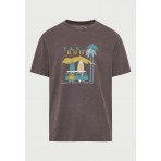 Funky Buddha Ανδρικό Κοντομάνικο T-Shirt Καφέ