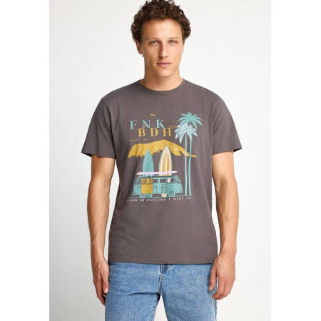 Funky Buddha Ανδρικό Κοντομάνικο T-Shirt Καφέ