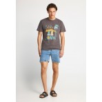 Funky Buddha Ανδρικό Κοντομάνικο T-Shirt Καφέ