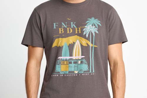 Funky Buddha Ανδρική Μπλούζα Κοντό Μανίκι Και Τύπωμα (FBM013-091-04-MOON-MIST)