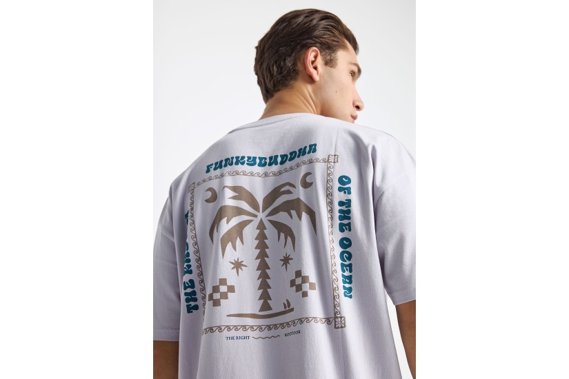 Funky Buddha Ανδρικό Κοντομάνικο T-Shirt Λιλά