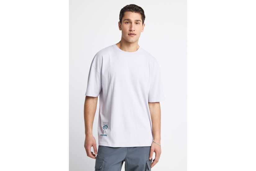 Funky Buddha Ανδρικό Κοντομάνικο T-Shirt Λιλά