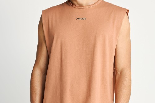 Funky Buddha Print On The Back Μπλούζα Αμάνικη (FBM013-096-04-MOCHA-MOUSSE)