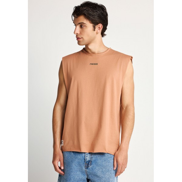 Funky Buddha Print On The Back Μπλούζα Αμάνικη (FBM013-096-04-MOCHA-MOUSSE)