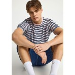 Funky Buddha Ανδρικό Κοντομάνικο Ριγέ T-Shirt Ροζ