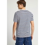 Funky Buddha Ανδρικό Κοντομάνικο Ριγέ T-Shirt Ροζ