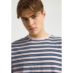 Funky Buddha Ανδρικό Κοντομάνικο Ριγέ T-Shirt Ροζ