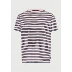 Funky Buddha Ανδρικό Κοντομάνικο Ριγέ T-Shirt Ροζ