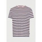 Funky Buddha Ανδρικό Κοντομάνικο Ριγέ T-Shirt Ροζ