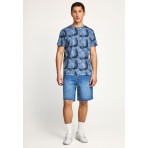 Funky Buddha Ανδρικό Κοντομάνικο T-Shirt Ίντιγκο