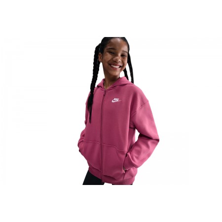 Nike Sportswear Club Fleece Παιδική Ζακέτα με Κουκούλα Βυσσινί