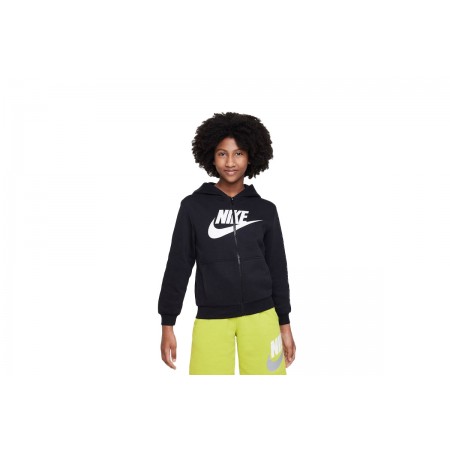Nike Sportswear Club Fleece Παιδική Ζακέτα Με Κουκούλα Μαύρη