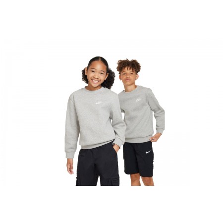 Nike Club Fleece Παιδικό Μακρυμάνικο Φούτερ Γκρι (FD3006 063)