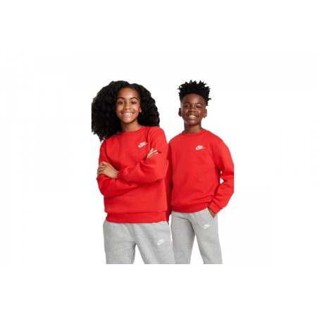 Nike Club Fleece Παιδικό Μακρυμάνικο Φούτερ Κόκκινο (FD3006 657)