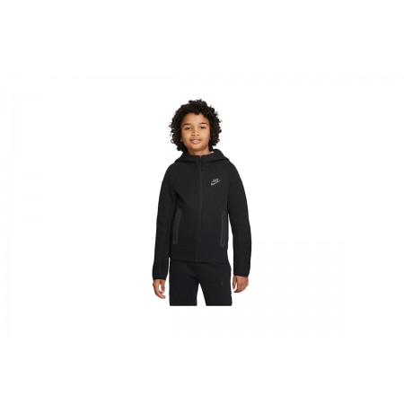 Nike Sportswear Tech Fleece Παιδική Ζακέτα Με Κουκούλα Μαύρη