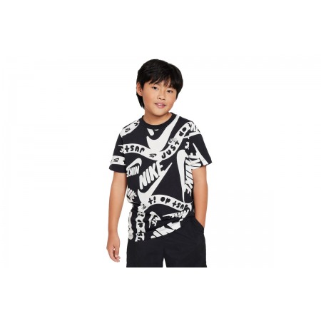 Nike Παιδικό Κοντομάνικο T-Shirt Λευκό & Μαύρο (FD3956 010)