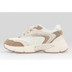 Guess Imeri Perforated Insert Γυναικεία Sneakers Εκρού, Καφέ, Λευκά, Χρυσά