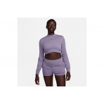 Nike Sportswear Chill Terry Γυναικείο Μακρυμάνικο Crop Top Μωβ
