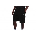 Nike Club Fleece Cargo Ανδρική Αθλητική Βερμούδα Μαύρη