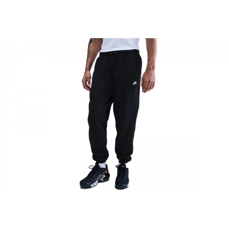 Nike Club Cuffed Brushed Fleece Ανδρικό Παντελόνι Φόρμας Μαύρο