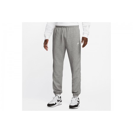 Nike Club Cuffed Brushed Fleece Ανδρικό Παντελόνι Φόρμας Γκρι