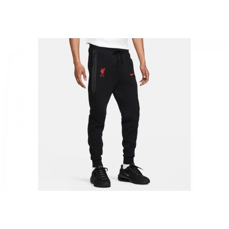 Nike Liverpool FC Tech Fleece Ανδρικό Παντελόνι Φόρμας Μαύρο, Κόκκινο
