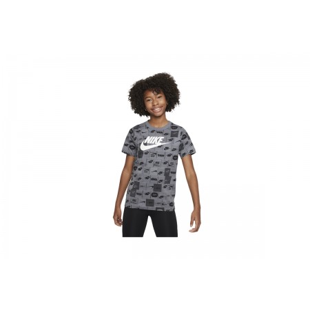 Nike Παιδικό Κοντομάνικο T-Shirt Γκρι, Μαύρο, Λευκό
