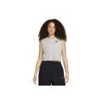 Nike Sportswear Club Γυναικεία Αμάνικη Crop Top Μπλούζα Γκρι