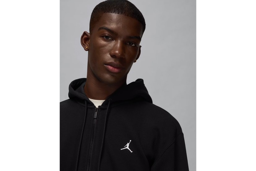 Jordan Brooklyn Fleece Ανδρική Ζακέτα με Κουκούλα Μαύρη