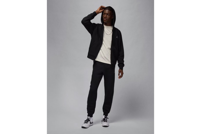 Jordan Brooklyn Fleece Ανδρική Ζακέτα με Κουκούλα Μαύρη