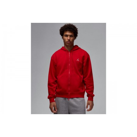 Jordan Brooklyn Fleece Ανδική Ζακέτα με Κουκούλα Κόκκινη