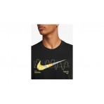 Nike Dri-FIT Graphic Ανδρικό Κοντομάνικο Αθλητικό T-Shirt Μαύρο
