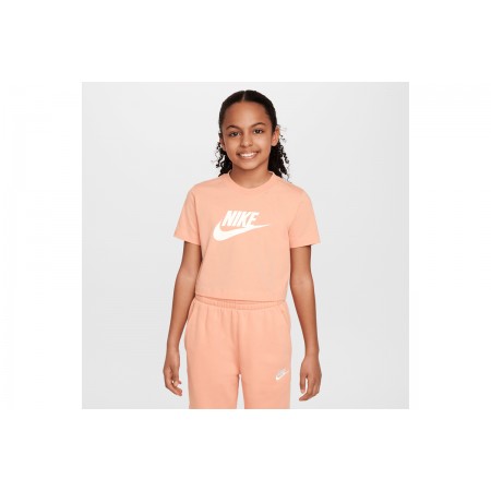 Nike Sportswear Παιδική Κοντομάνικη Crop Top Μπλούζα Σομόν
