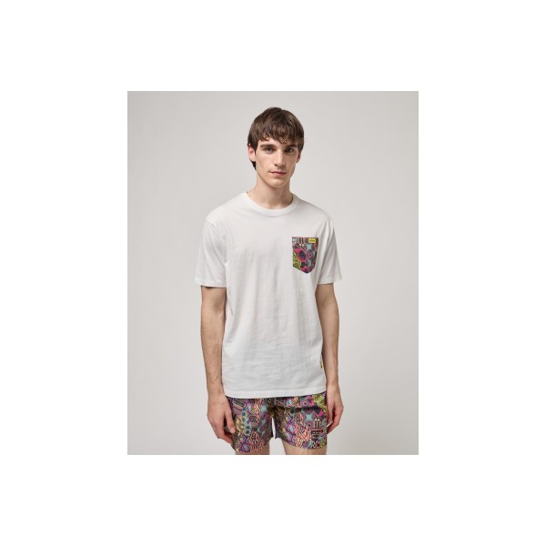 Gianni Lupo Patterened Chest Pocket T-Shirt Ανδρικό (GL658W WHITE)