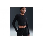 Nike Sportswear Chill Knit Γυναικείο Μακρυμάνικο Crop Top Μαύρο