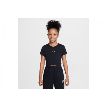 Nike Sportswear Παιδικό Κοντομάνικο Crop Top Μαύρο