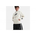 Nike Air Fleece Παιδικό Φούτερ με Κουκούλα Εκρού, Μπεζ, Μαύρο