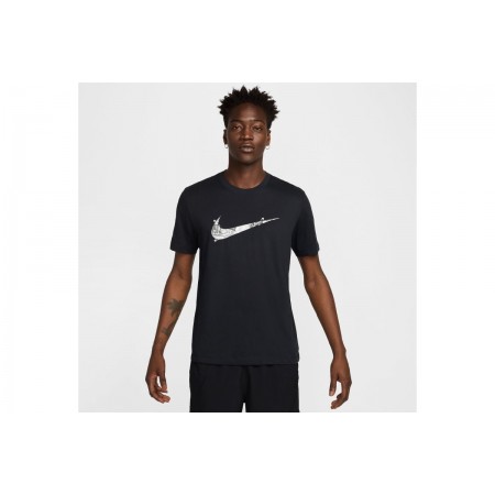 Nike Dri-FIT Running Ανδρικό Κοντομάνικο T-Shirt Μαύρο
