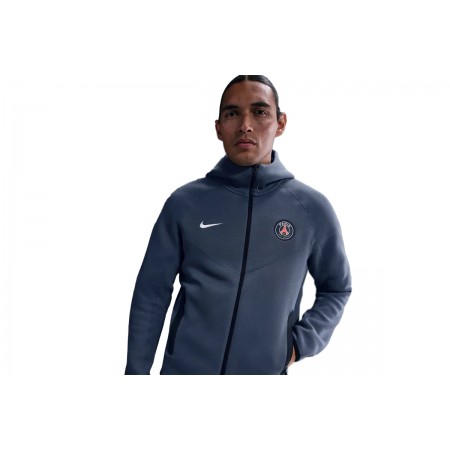 Nike Paris Saint-Germain Ανδρική Βαμβακερή Ζακέτα με Κουκούλα Μπλε
