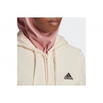 Adidas Linear French Terry Γυναικεία Ζακέτα με Κουκούλα Εκρού
