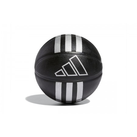 Adidas Performance 3 Stripes Rubber Mini Μπάλα Μπάσκετ Μαύρη, Ασημί