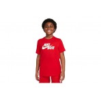 Nike Sportswear Παιδικό Κοντομάνικο T-Shirt Κόκκινο, Λευκό